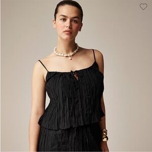 Jcrew Black Crinkled Tank Top